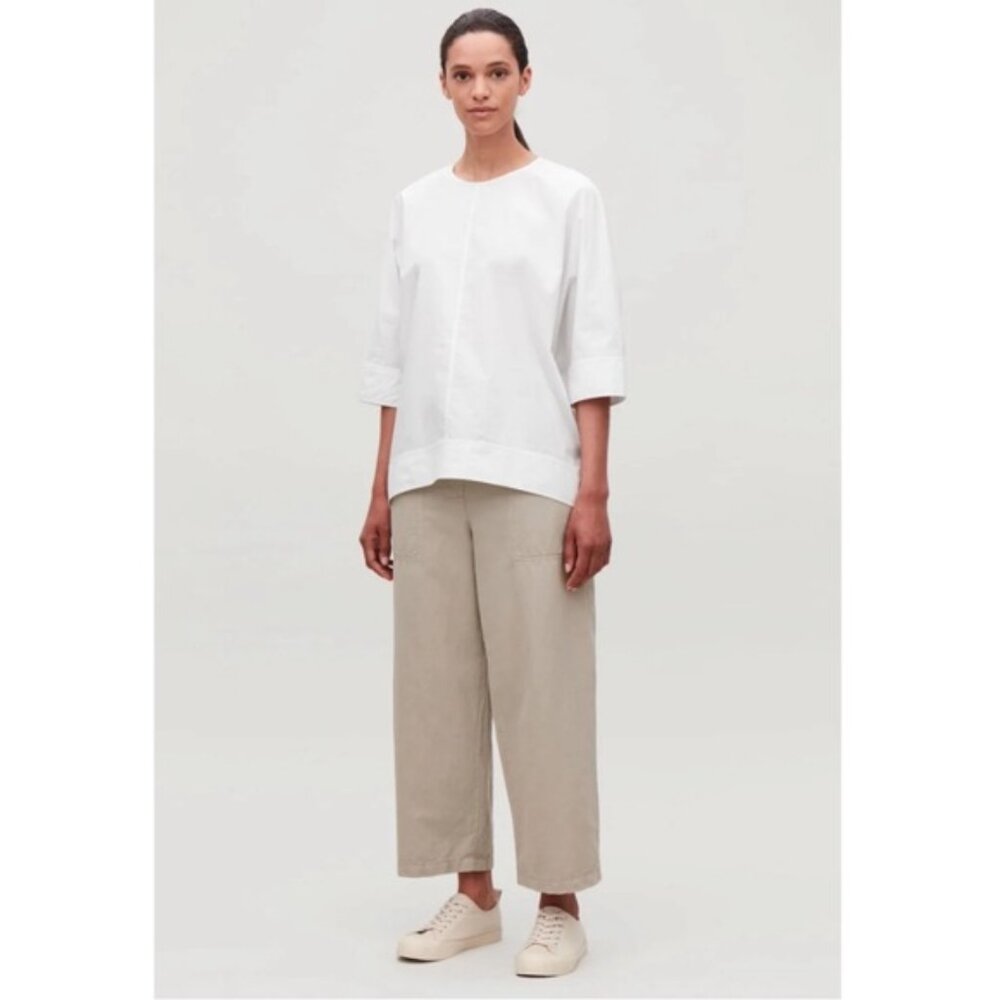 COS Rounded Cotton Chinos, Light Gray, Size 12, EUC